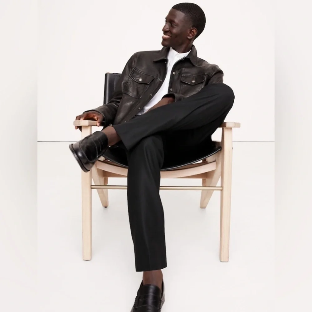 NWT Banana Republic Signature Italian Hopsack Black Suit Pant Men’s Size 32S